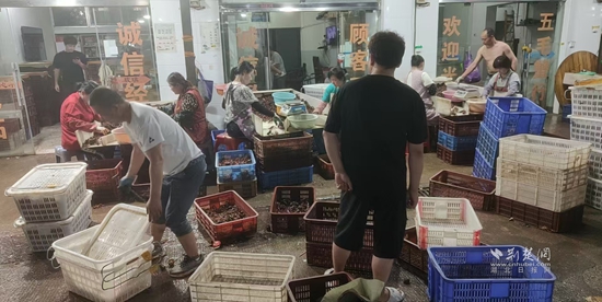 工人正在忙著分揀小龍蝦產品(張丕興攝).jpg